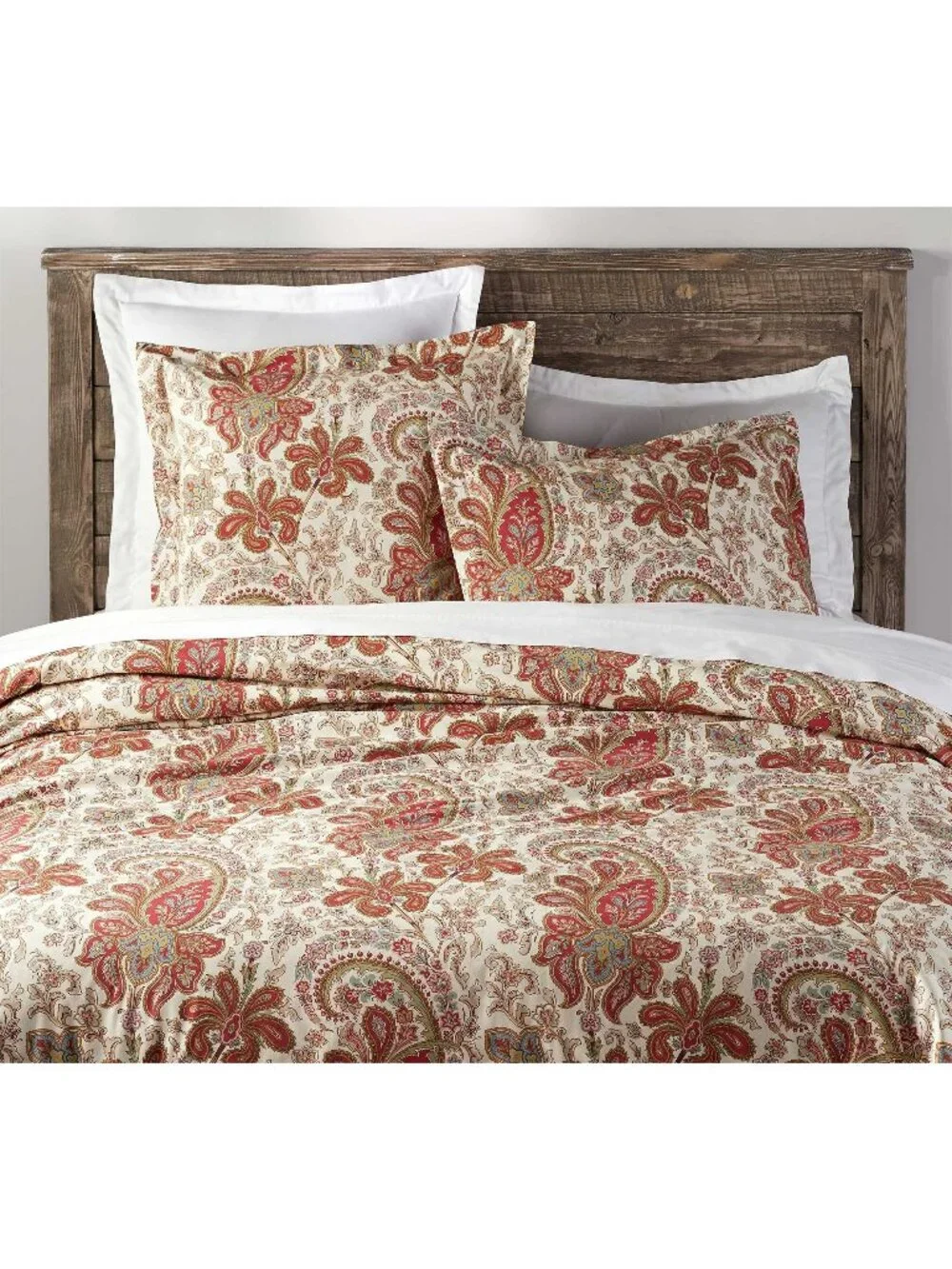 Pottery Barn Charlie Paisley Organic Percale King Duvet Cover 2 Pillow Shams